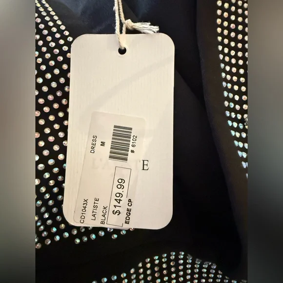 L’ATISTE Rhinestone Cape Mini Dress Black Plunging V Neck Party Cocktail Size M - Picture 9 of 9